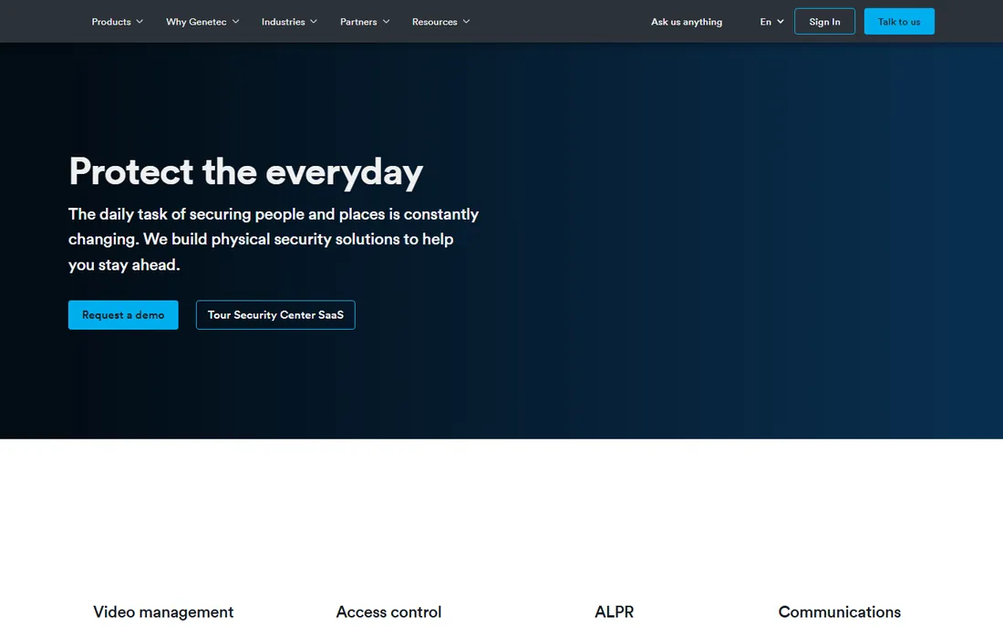Genetec Security Center homepage