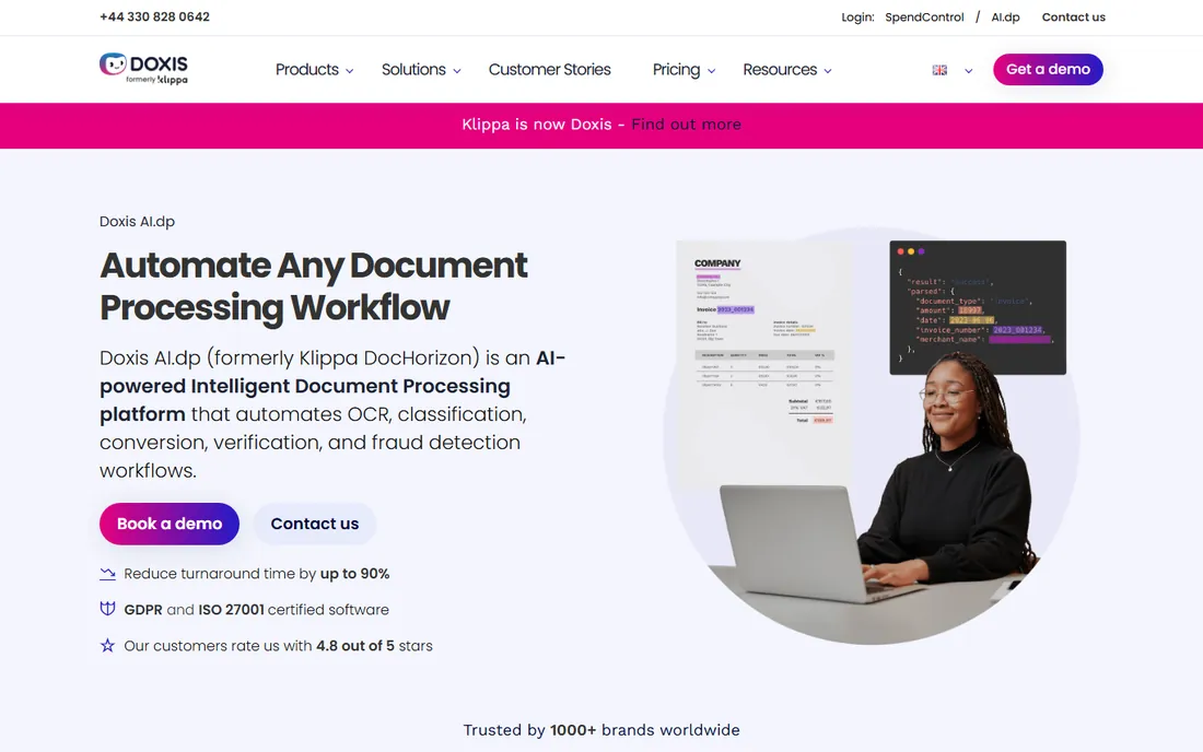Doxis AI.dp homepage