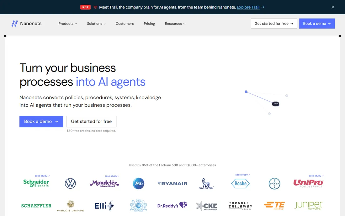Nanonets homepage