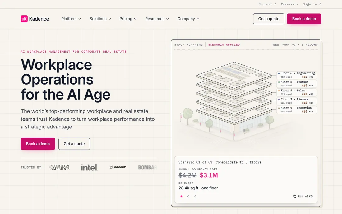 Kadence homepage