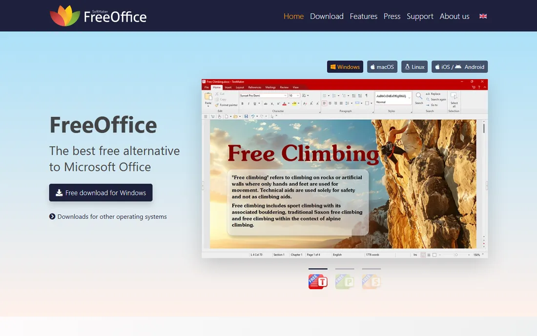 FreeOffice homepage