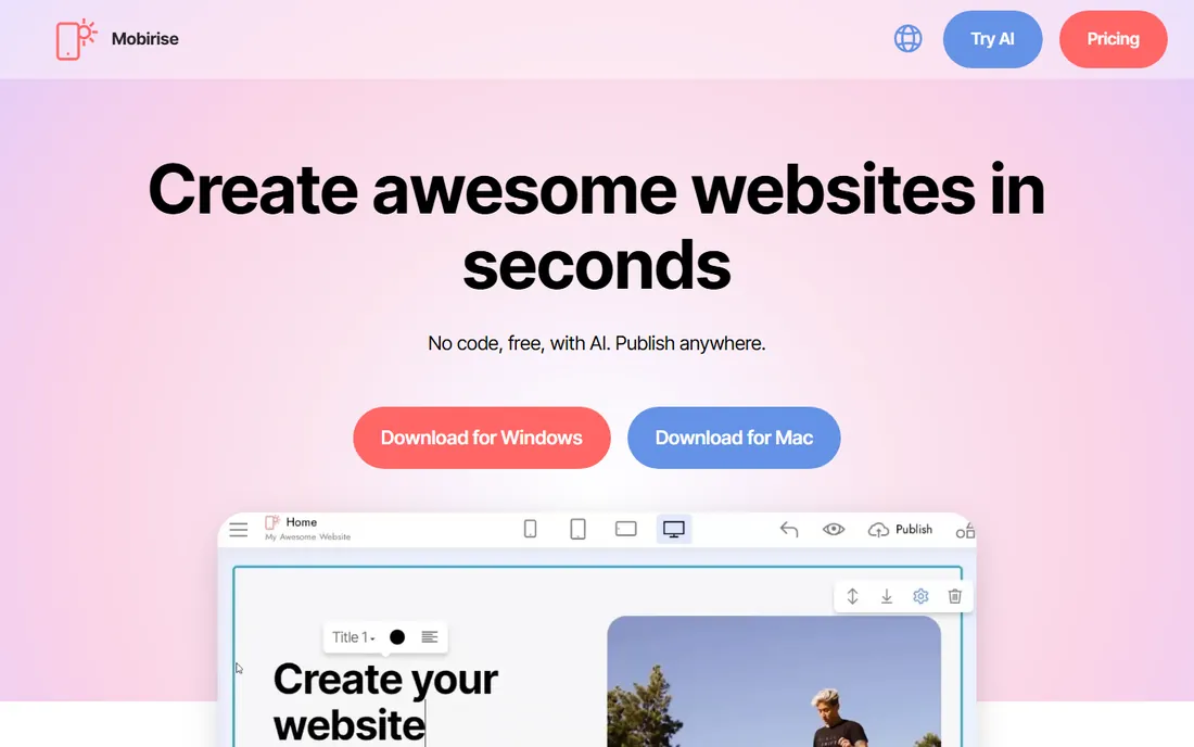 Mobirise homepage