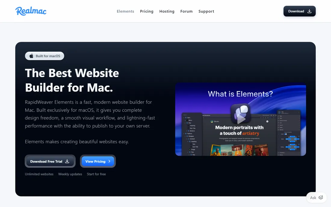 RapidWeaver Elements homepage