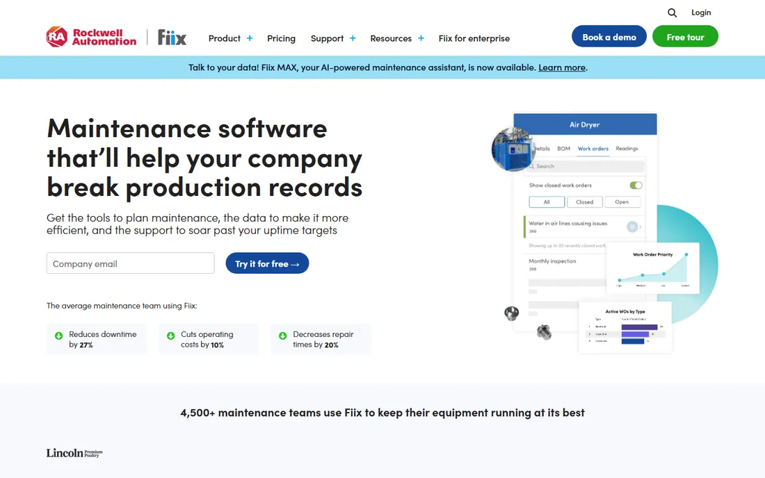 Fiix homepage