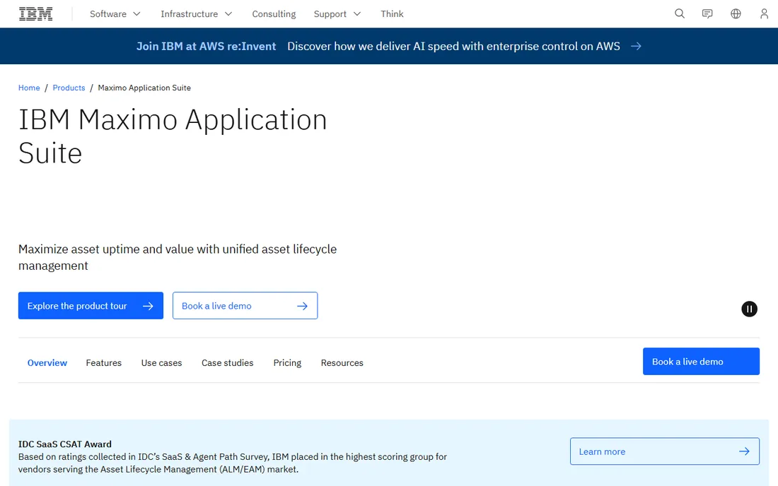 IBM Maximo homepage