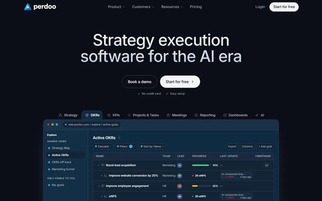 Perdoo homepage