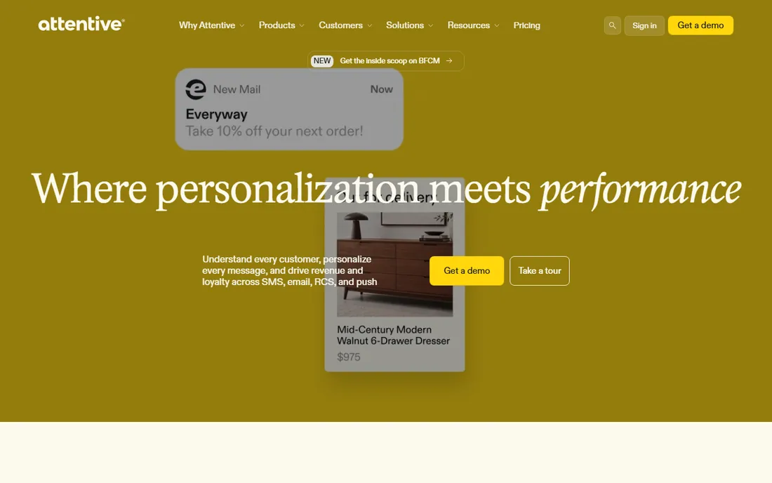 Attentive homepage