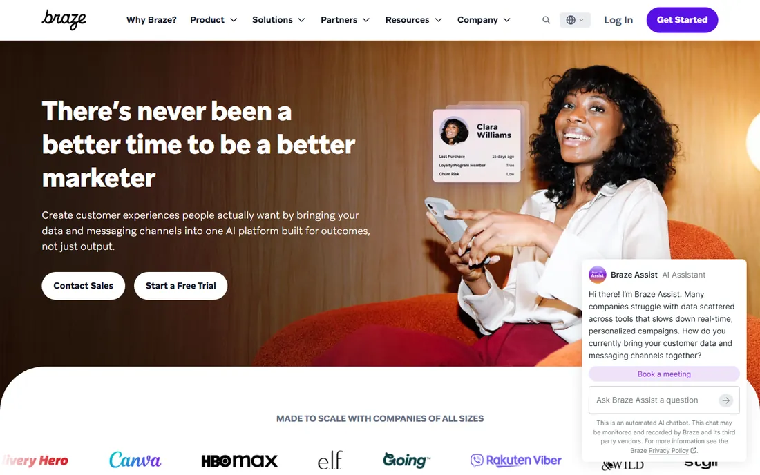 Braze homepage