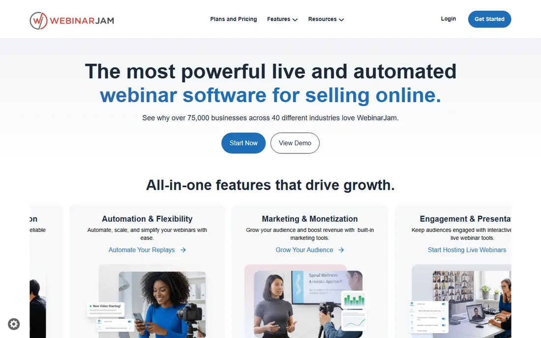 WebinarJam homepage