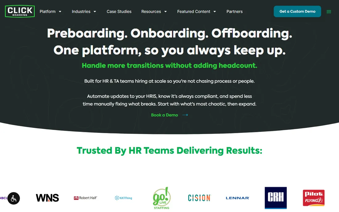 Click Boarding homepage