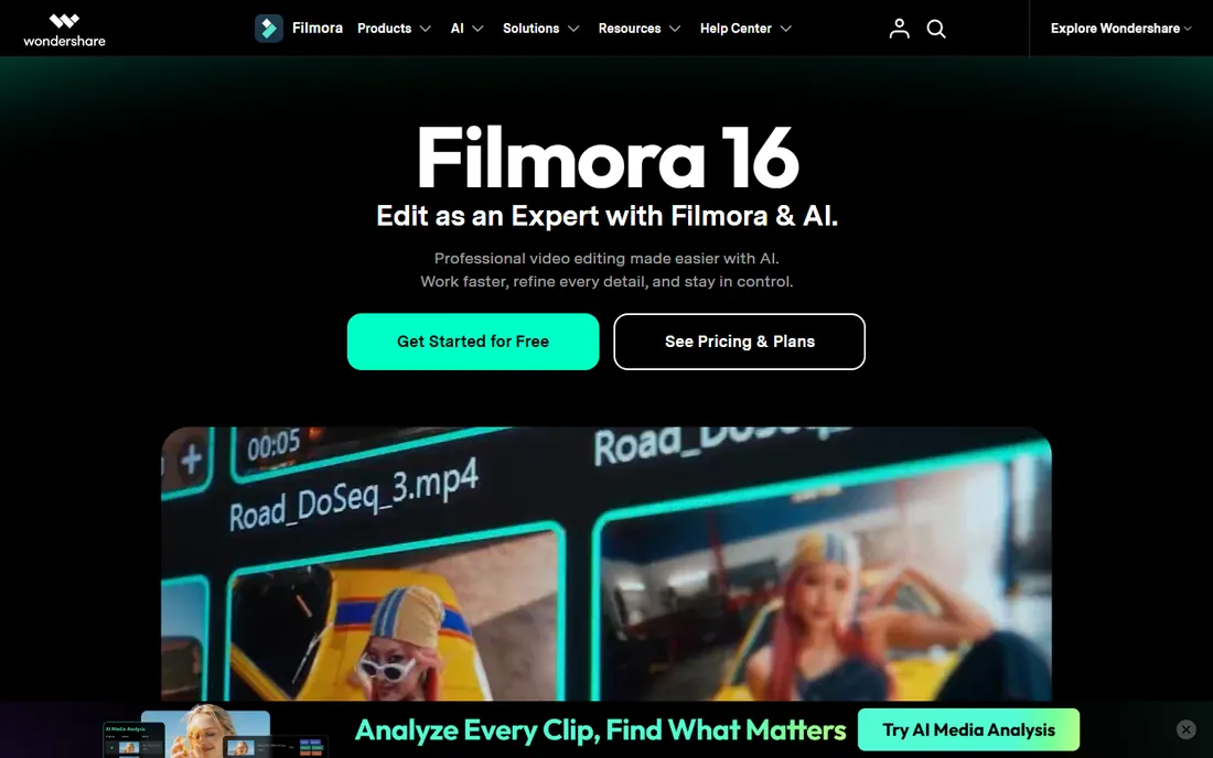 Filmora homepage