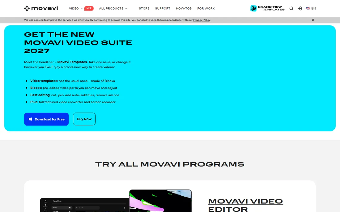 Movavi Video Editor homepage