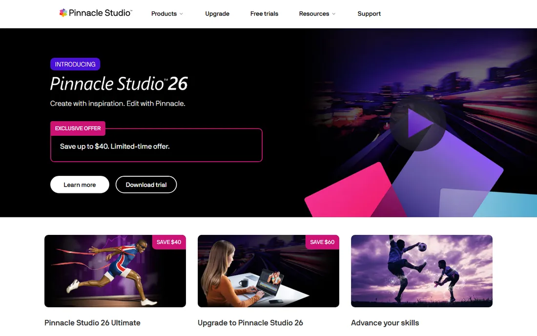 Pinnacle Studio Ultimate homepage