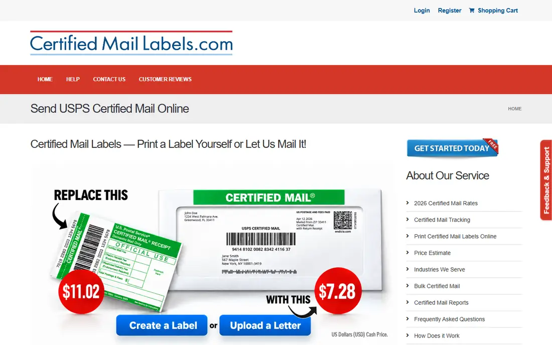 CertifiedMailLabels homepage