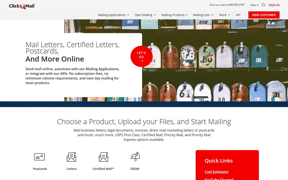 Click2Mail homepage