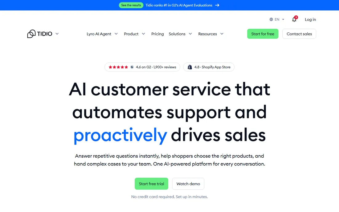 Tidio homepage