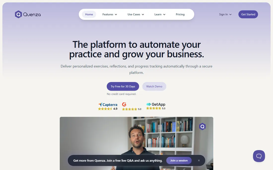 Quenza homepage