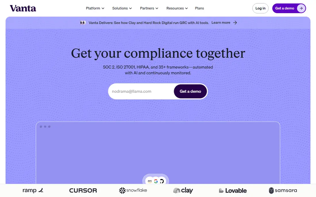 Vanta homepage
