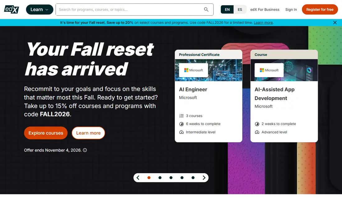 edX homepage