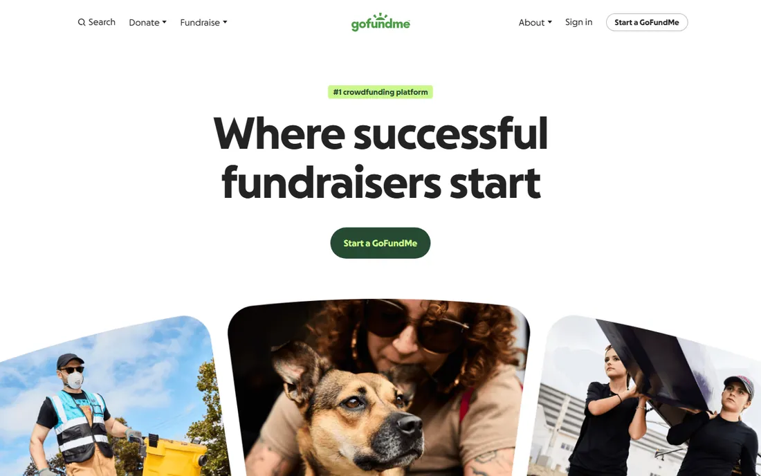 GoFundMe homepage