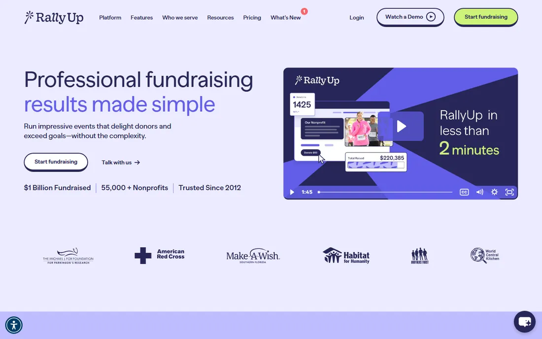 RallyUp homepage
