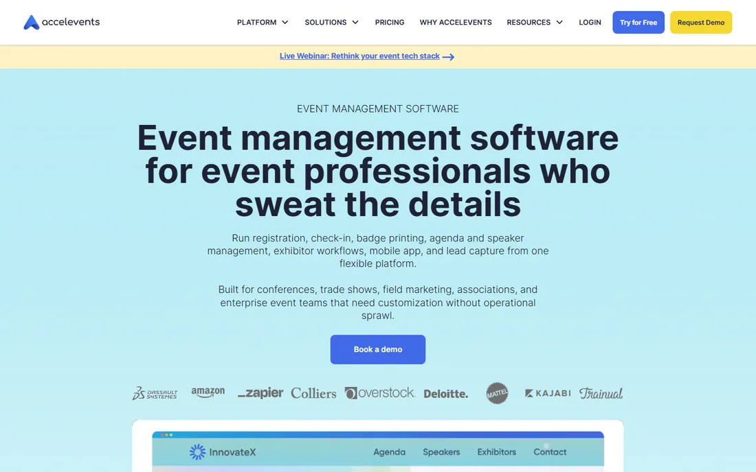 Accelevents homepage