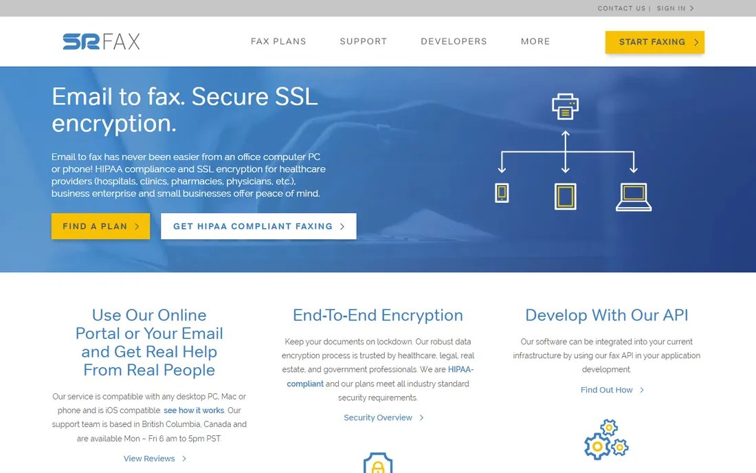 SRFax homepage