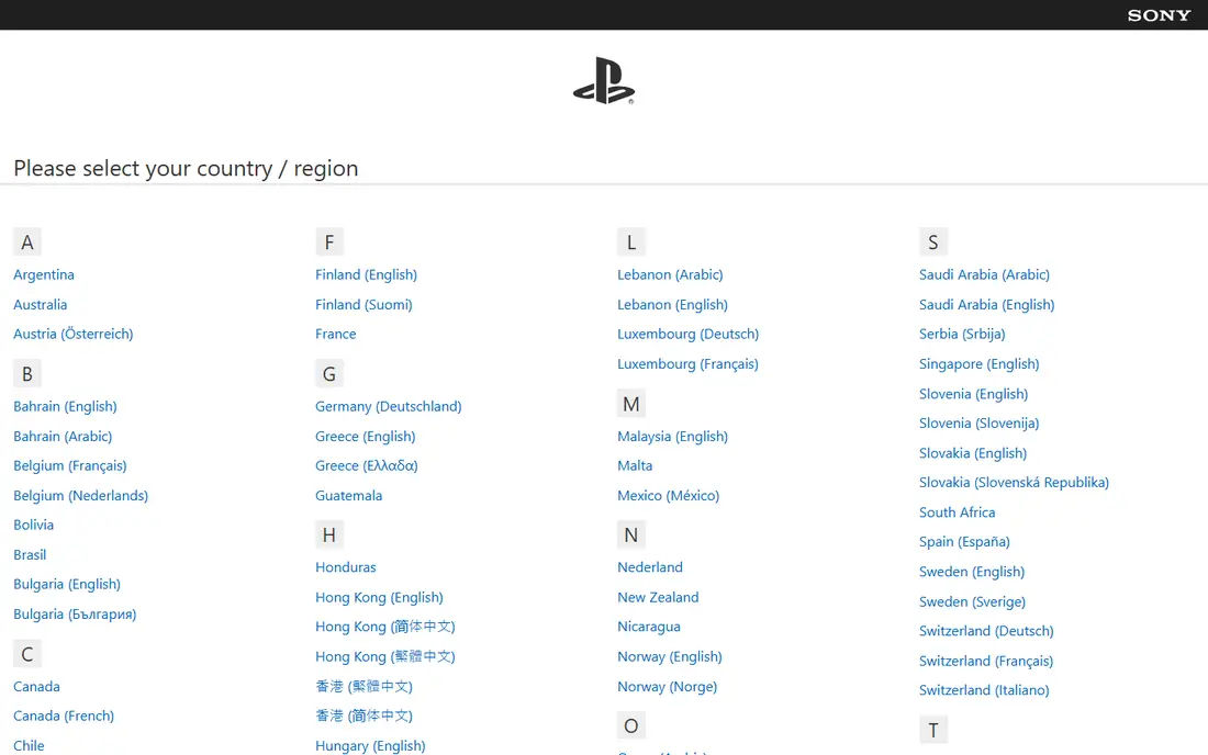 PlayStation homepage