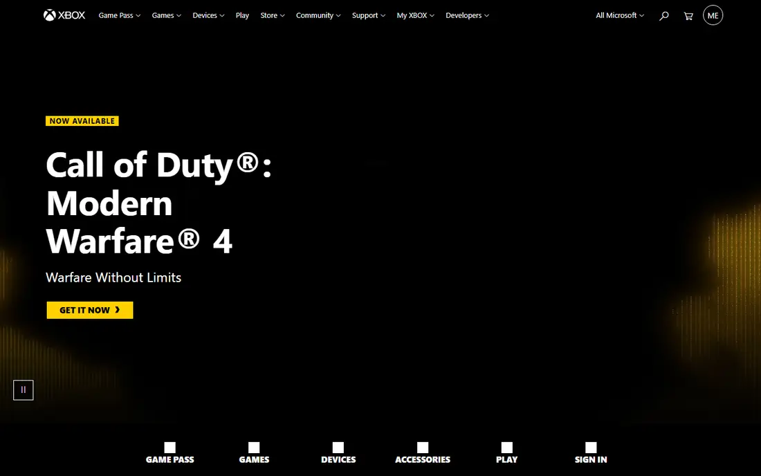 Xbox homepage