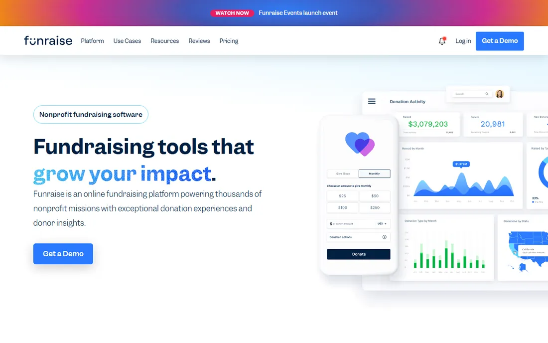 Funraise homepage