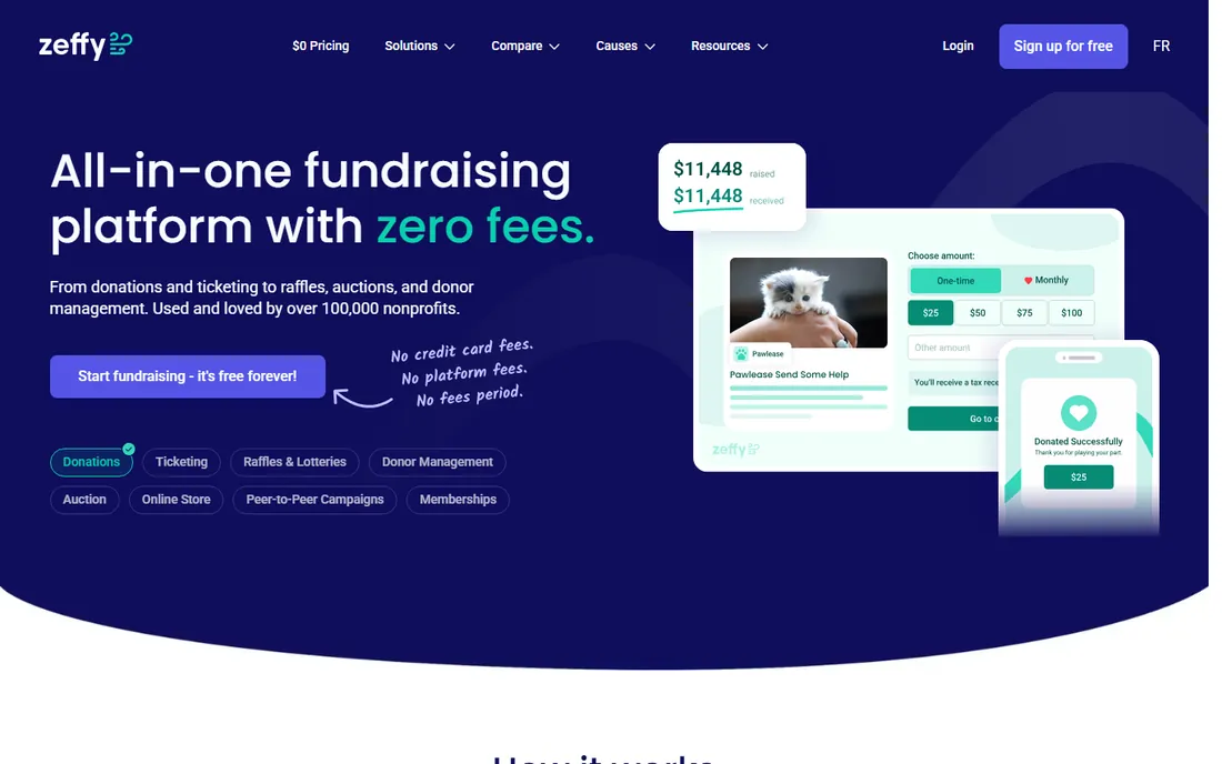 Zeffy homepage