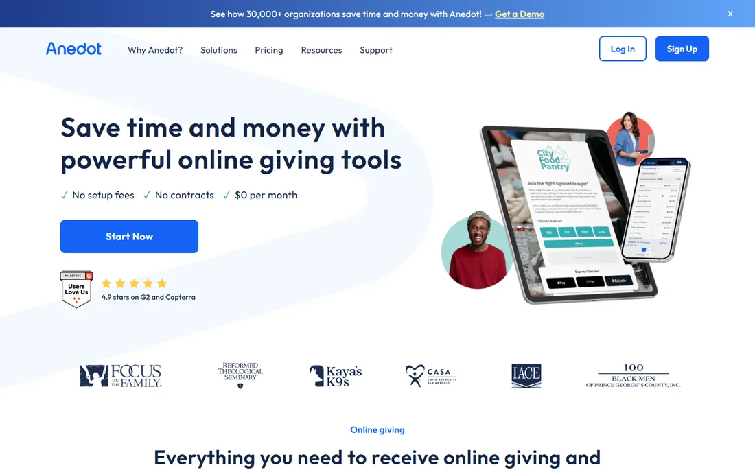 Anedot homepage