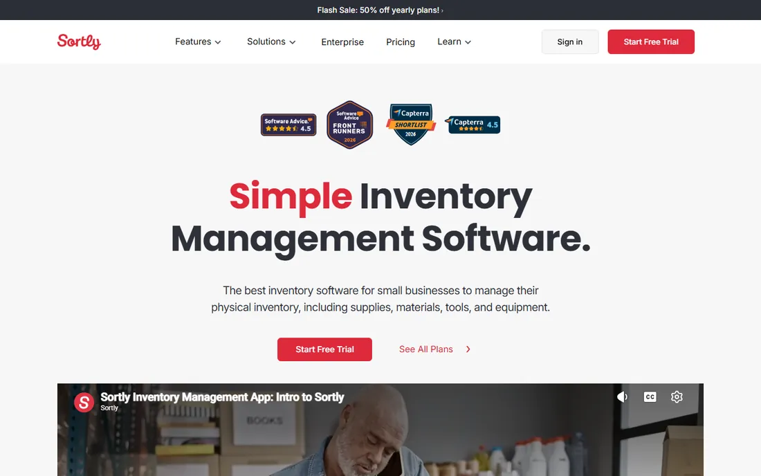 Sortly homepage