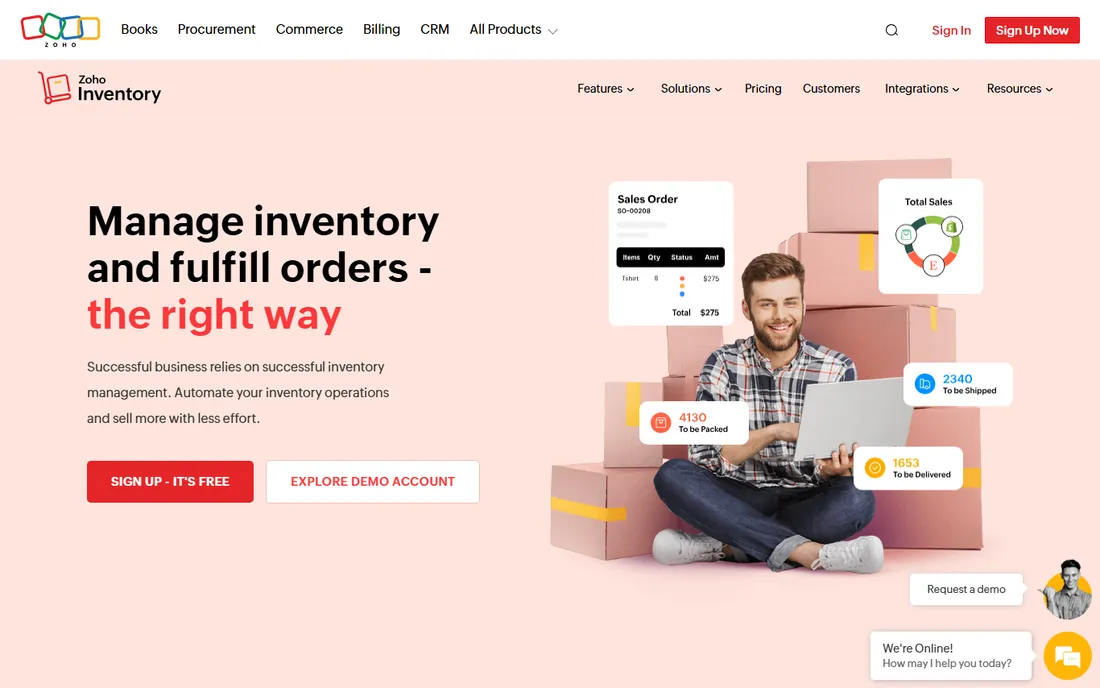 Zoho Inventory homepage
