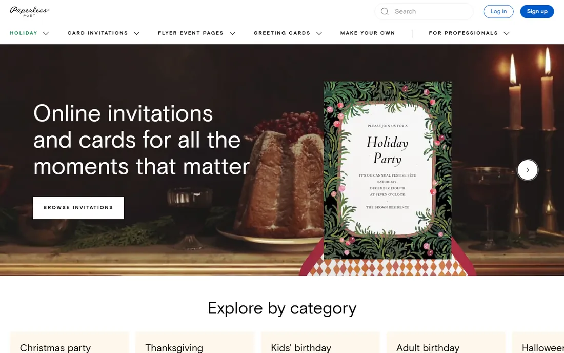 Paperless Post homepage
