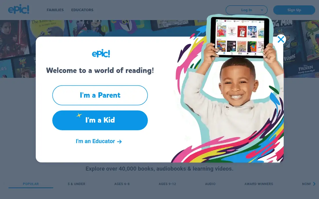 Epic homepage