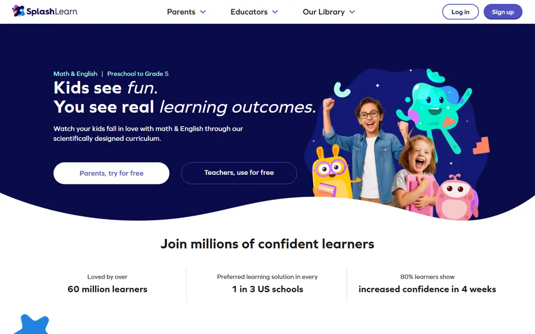 SplashLearn homepage