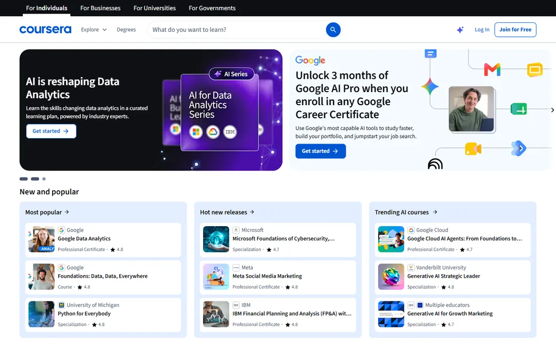 Coursera homepage