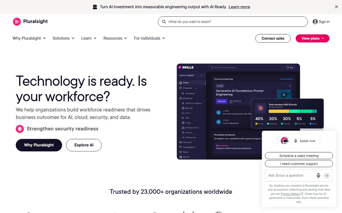 Pluralsight homepage