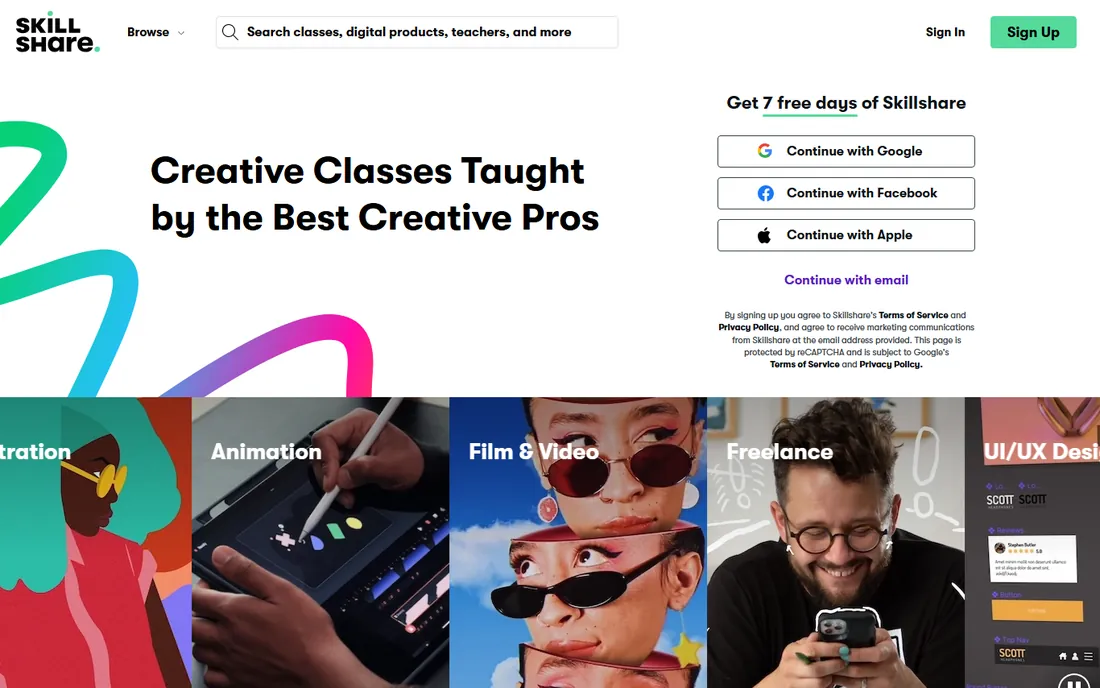Skillshare homepage