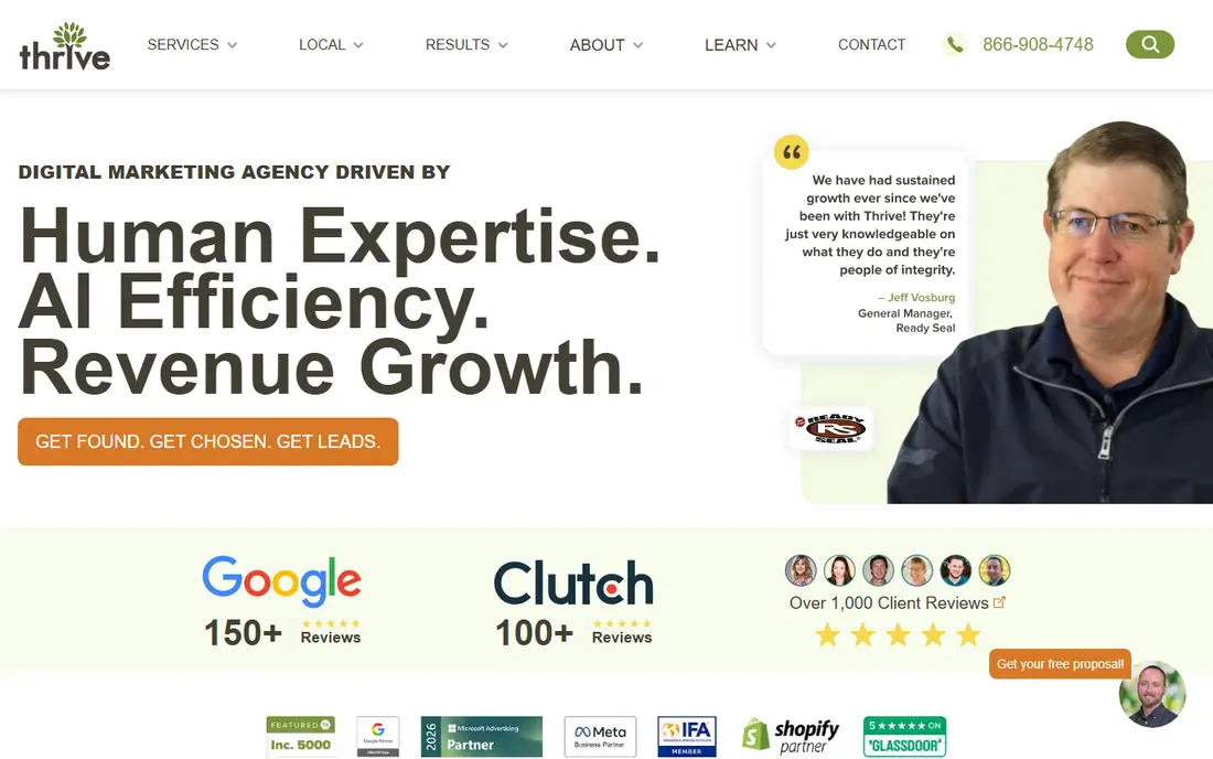 Thrive Agency homepage
