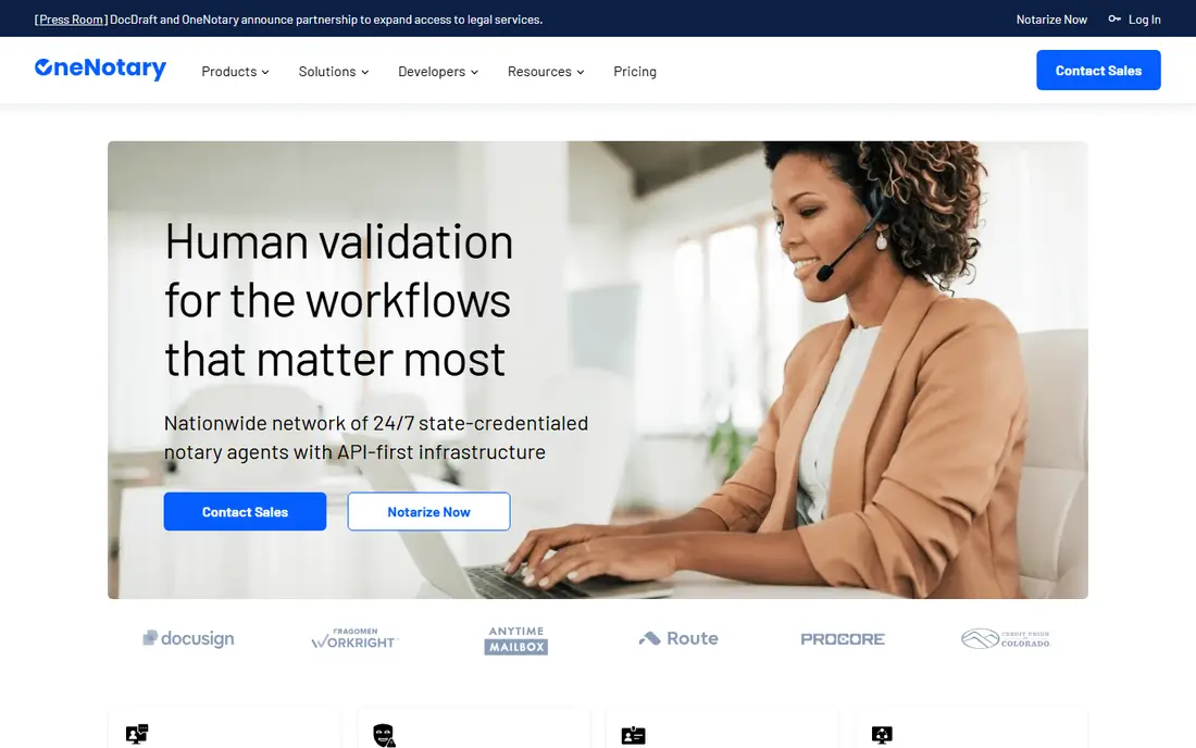 OneNotary homepage