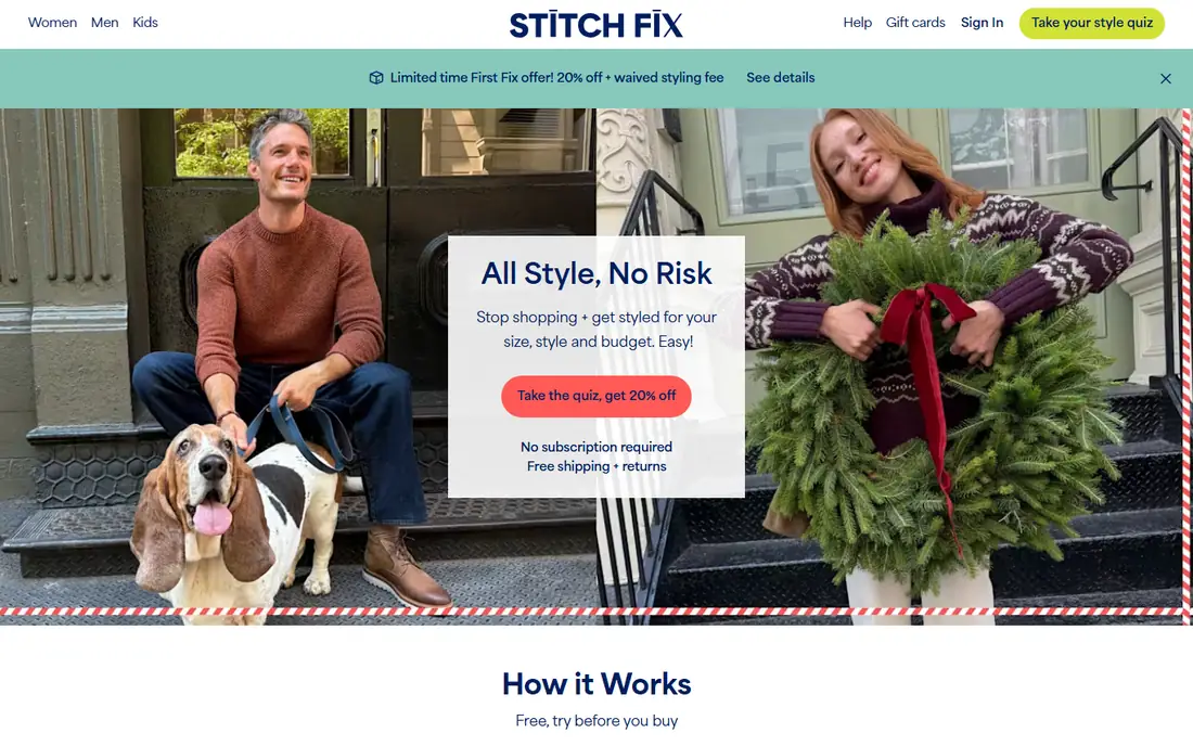 Stitch Fix homepage