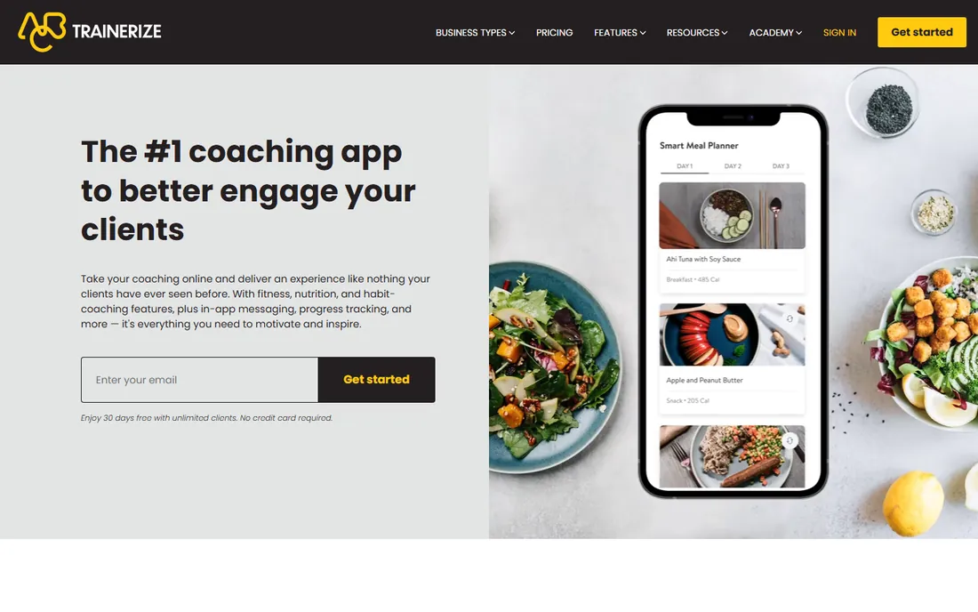 Trainerize homepage