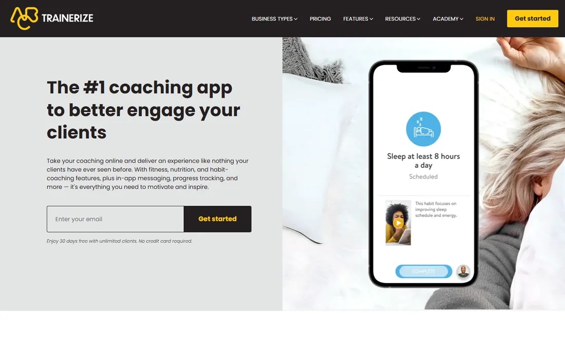 Trainerize homepage
