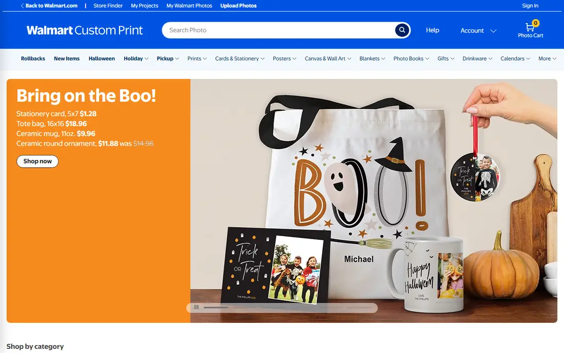 Walmart Photo homepage