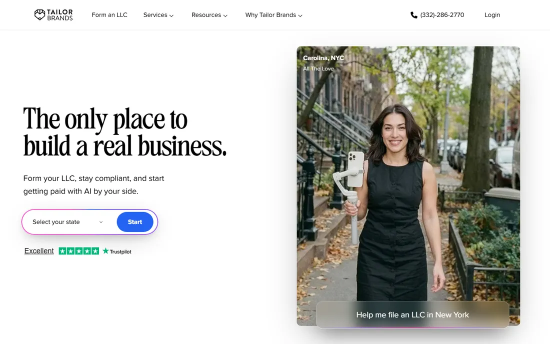Tailor Brands homepage