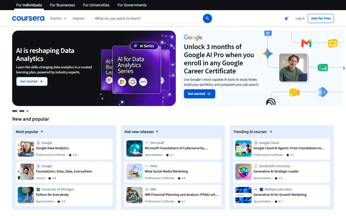 Coursera homepage