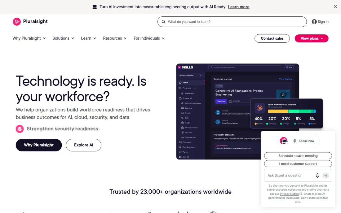 Pluralsight homepage