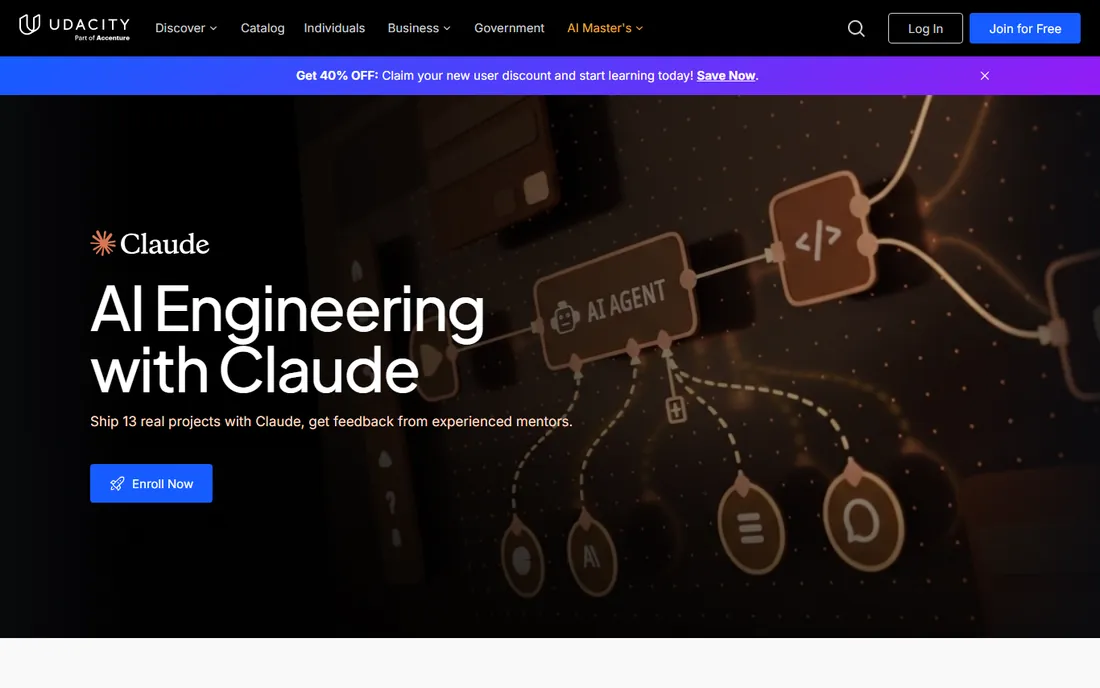 Udacity homepage